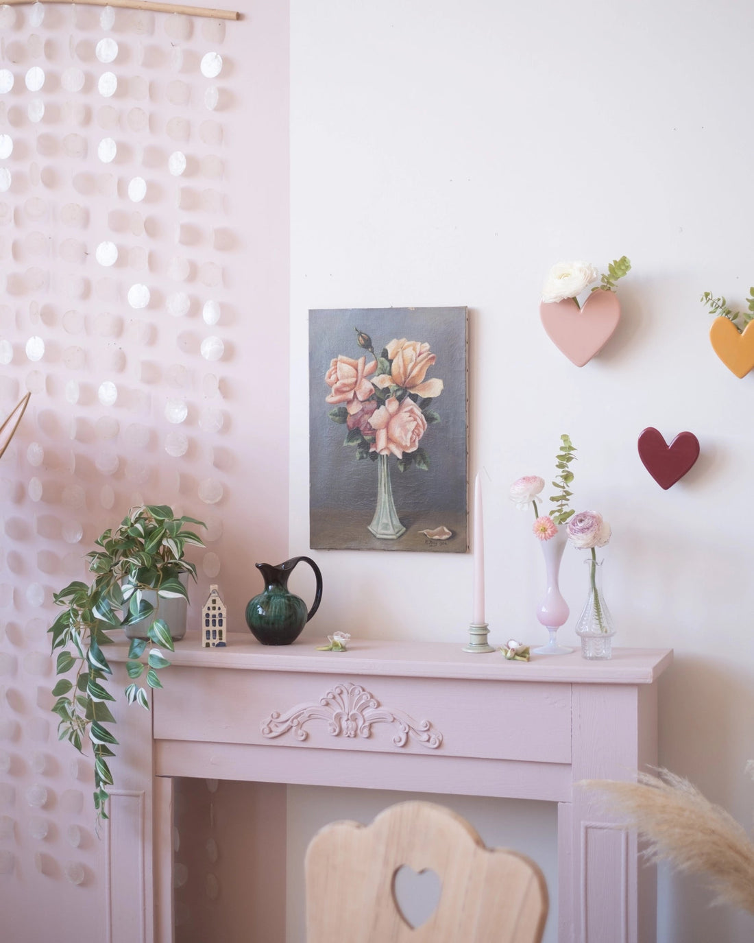 Huile sur toile Années 30 Bouquet de roses - Silly &amp; Billy