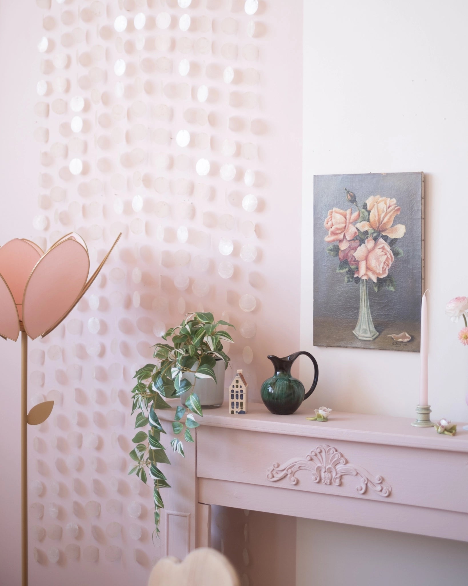 Huile sur toile Années 30 Bouquet de roses - Silly &amp; Billy