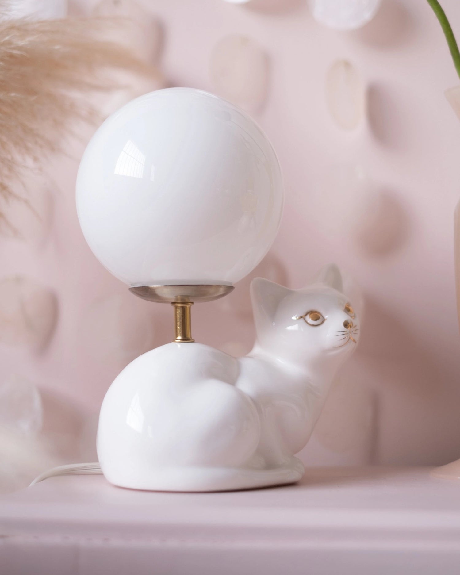 Lampe chat en céramique et opaline - Silly &amp; Billy
