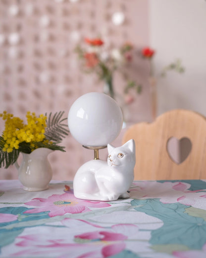 Lampe chat en céramique et opaline - Silly &amp; Billy