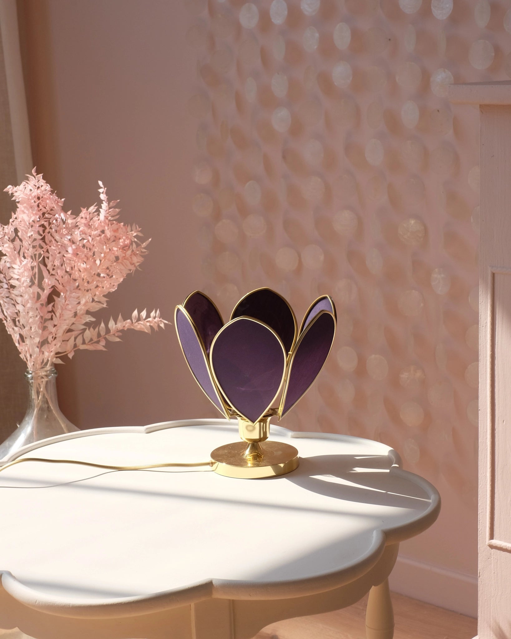 Lampe Fleur à poser - Bleu nuit et doré - Silly &amp; Billy