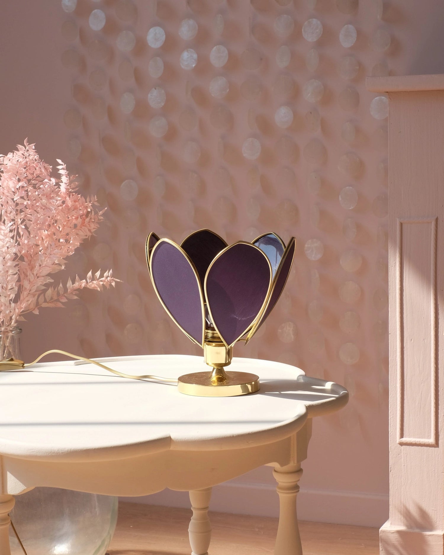 Lampe Fleur à poser - Bleu nuit et doré - Silly &amp; Billy