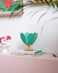Lampe Fleur à poser - Émeraude et doré