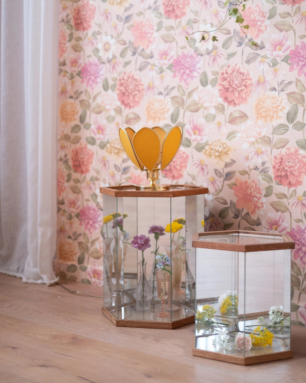 Lampe Fleur à poser - Honey et doré