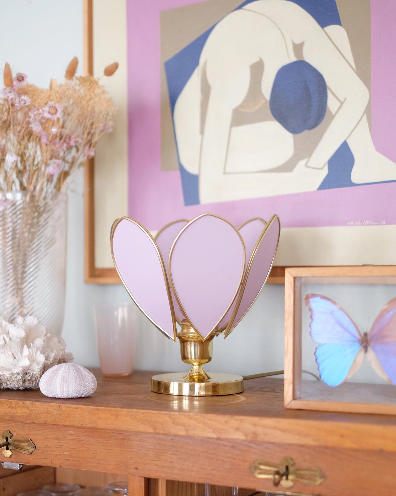 Lampe Fleur à poser - Lilas et doré - Silly &amp; Billy