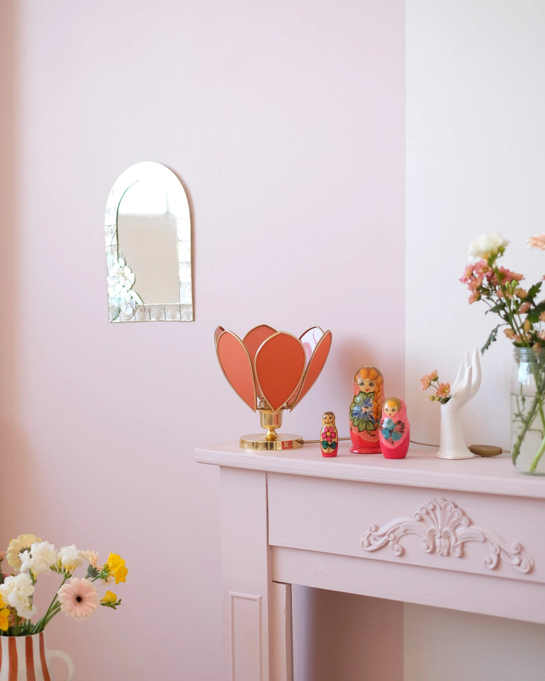 Lampe Fleur à poser - Ocre et doré - Silly &amp; Billy