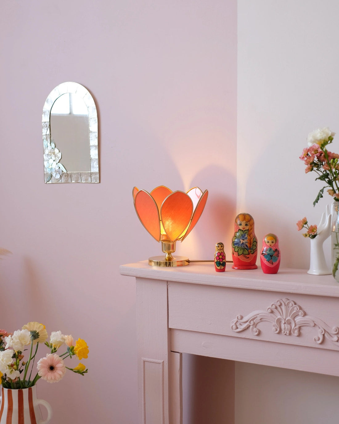 Lampe Fleur à poser - Ocre et doré - Silly &amp; Billy