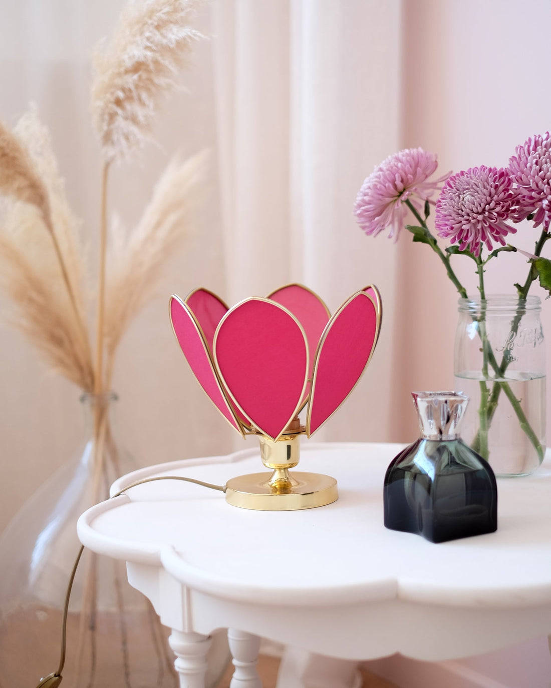 Lampe Fleur à poser - Rose des bois et doré - Silly &amp; Billy