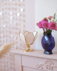 Lampe Fleur à poser - Rose nude et doré