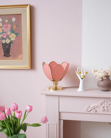Lampe Fleur à poser - Terracotta et doré