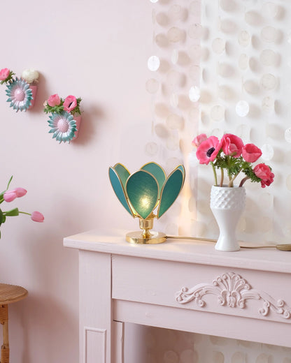 Lampe Fleur à poser - Vert jungle et doré - Silly &amp; Billy
