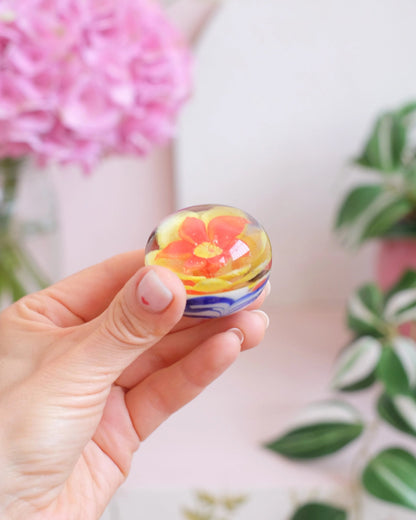 Petit sulfure en verre jaune et orange - Silly &amp; Billy