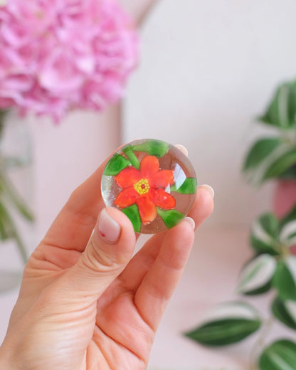 Petit sulfure en verre vert et orange - Silly &amp; Billy