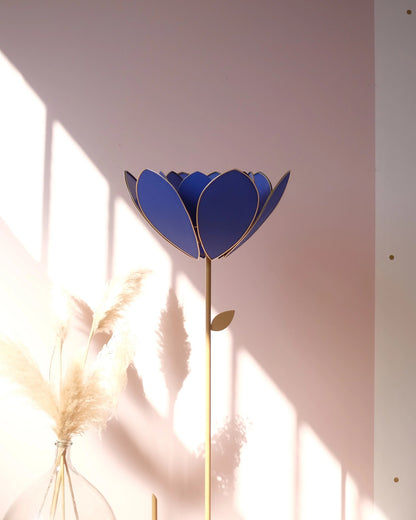 Pied de lampadaire et abat - jour fleur double - Bleu royal - Silly &amp; Billy