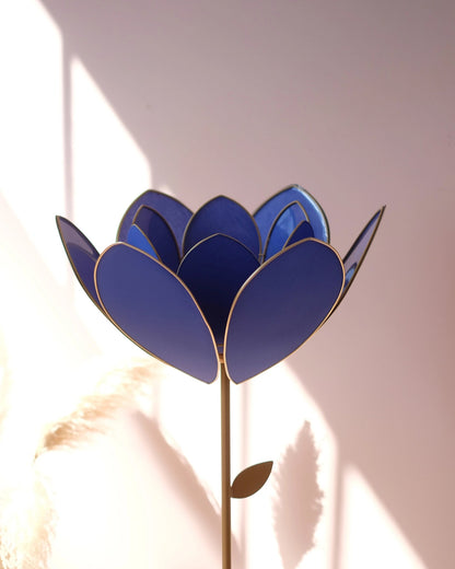 Pied de lampadaire et abat - jour fleur double - Bleu royal - Silly &amp; Billy