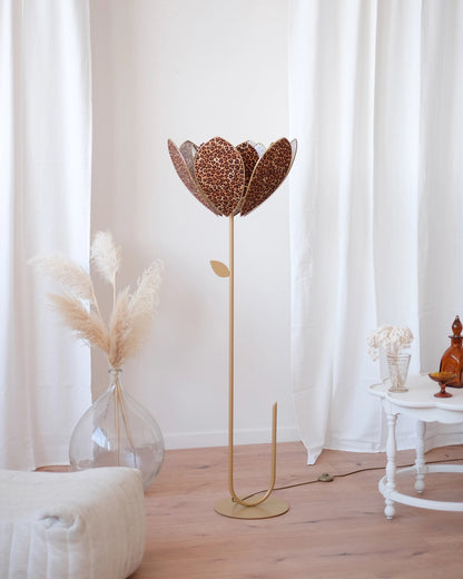 Pied de lampadaire et abat - jour fleur double - Léopard - Silly &amp; Billy