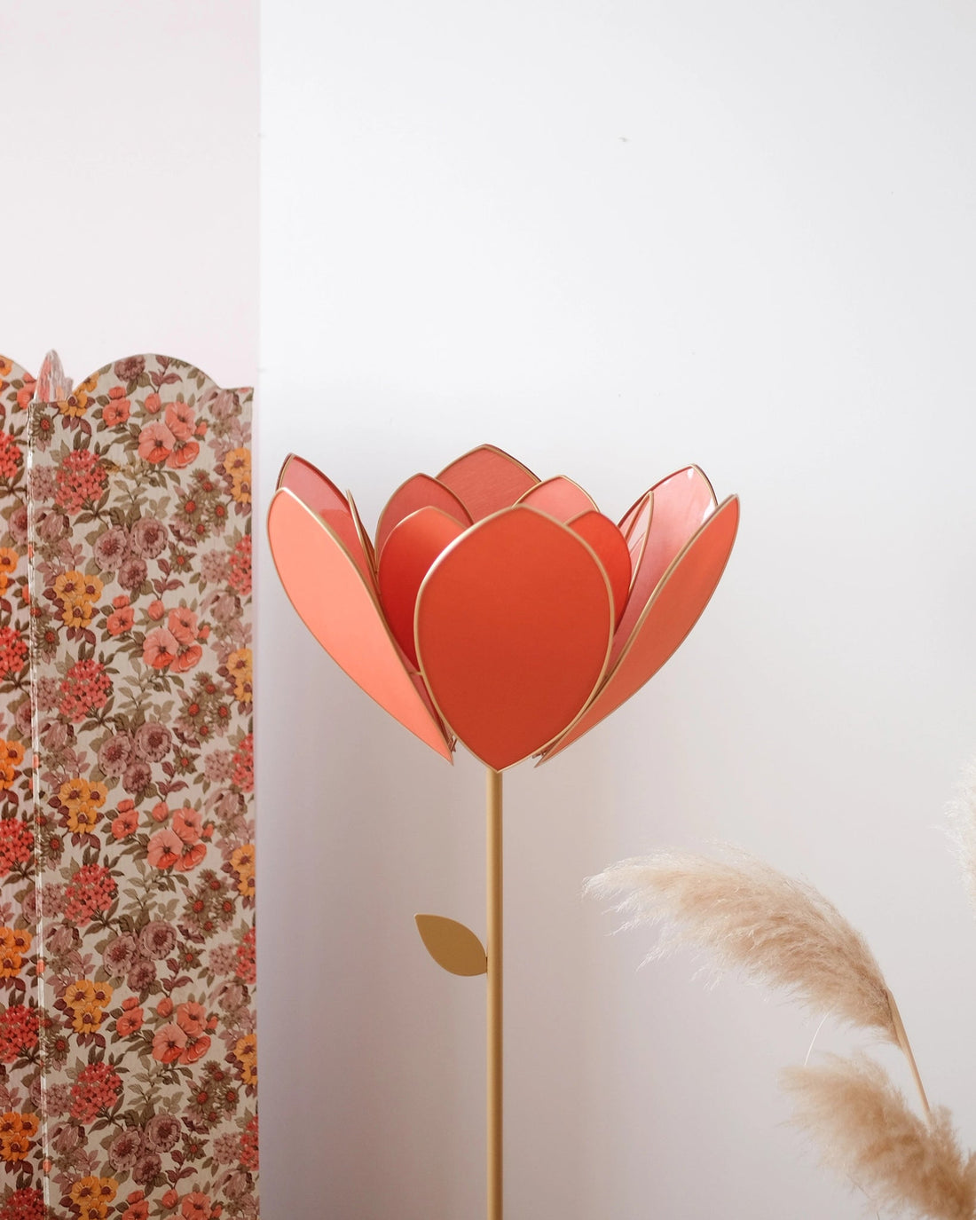 Pied de lampadaire et abat - jour fleur double - Ocre - Silly &amp; Billy