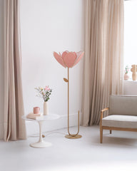 Pied de lampadaire et abat-jour fleur double - Petits coeurs