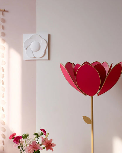 Pied de lampadaire et abat - jour fleur double - Rose des bois - Silly &amp; Billy
