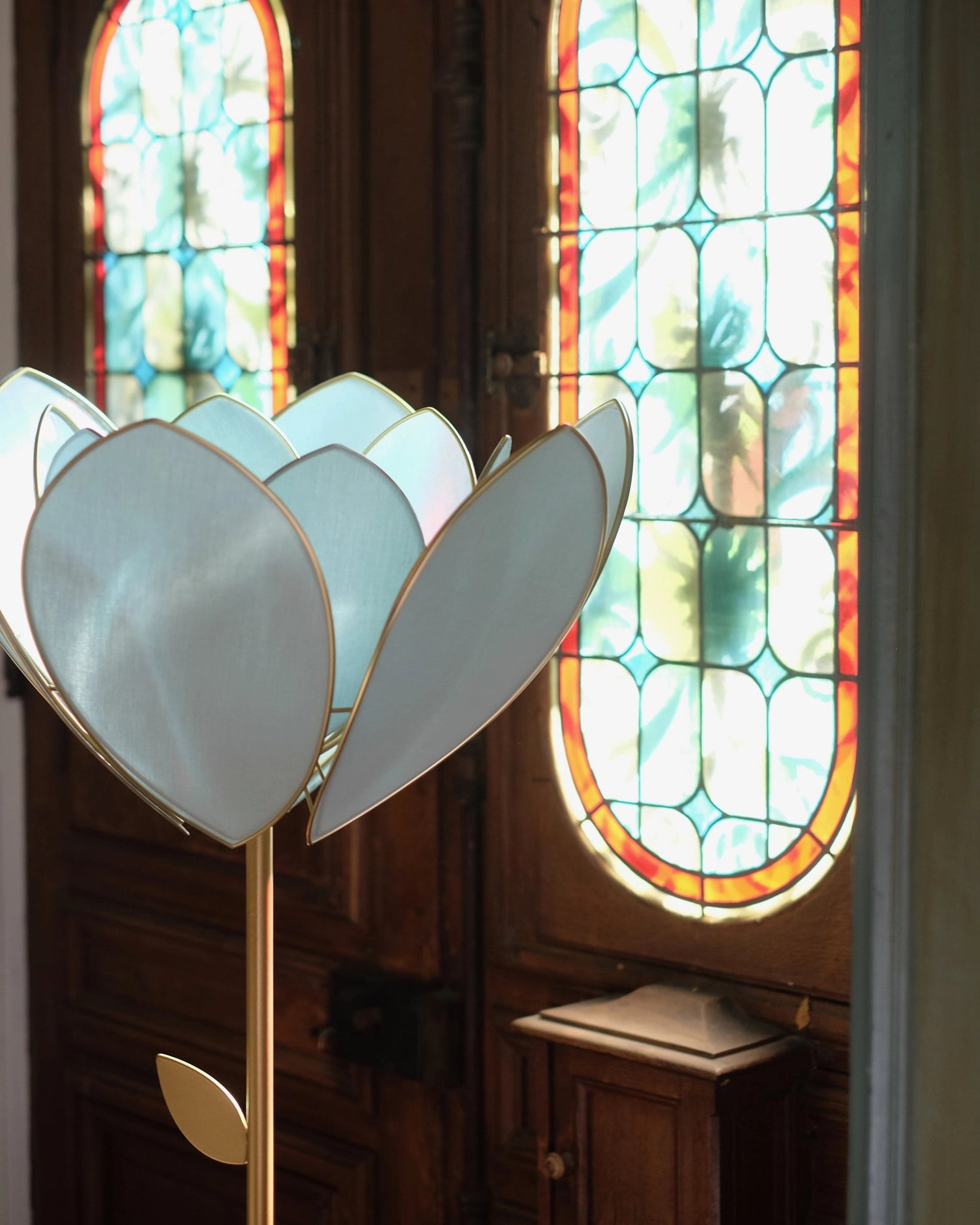 Pied de lampadaire et abat - jour fleur double - Sauge - Silly &amp; Billy
