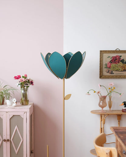 Pied de lampadaire et abat - jour fleur double - Vert jungle - Silly &amp; Billy