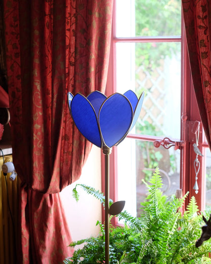 Pied de lampadaire et abat - jour fleur simple - Bleu royal - Silly &amp; Billy