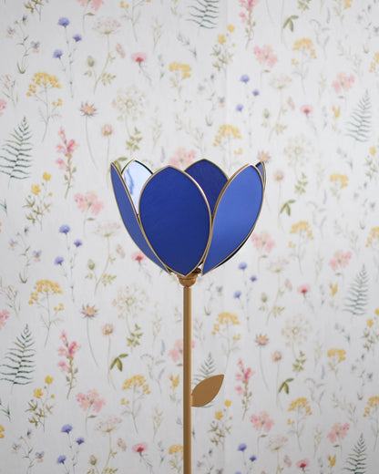 Pied de lampadaire et abat - jour fleur simple - Bleu royal - Silly &amp; Billy