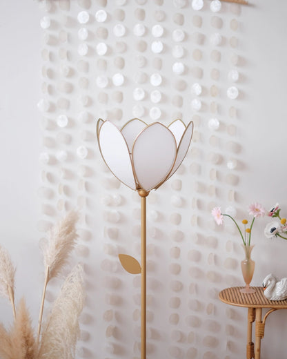 Pied de lampadaire et abat - jour fleur simple - Écru - Silly &amp; Billy