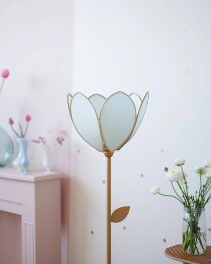 Pied de lampadaire et abat - jour fleur simple - Glacier - Silly &amp; Billy