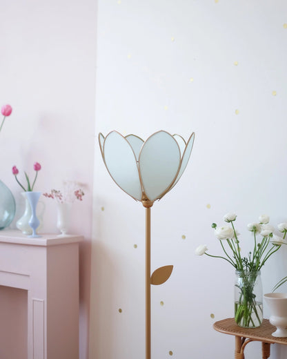 Pied de lampadaire et abat - jour fleur simple - Glacier - Silly &amp; Billy