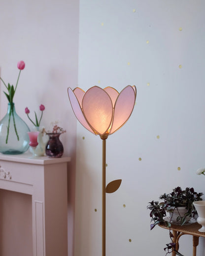 Pied de lampadaire et abat - jour fleur simple - Lilas - Silly &amp; Billy