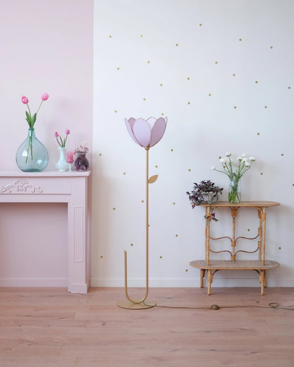 Pied de lampadaire et abat - jour fleur simple - Lilas - Silly &amp; Billy
