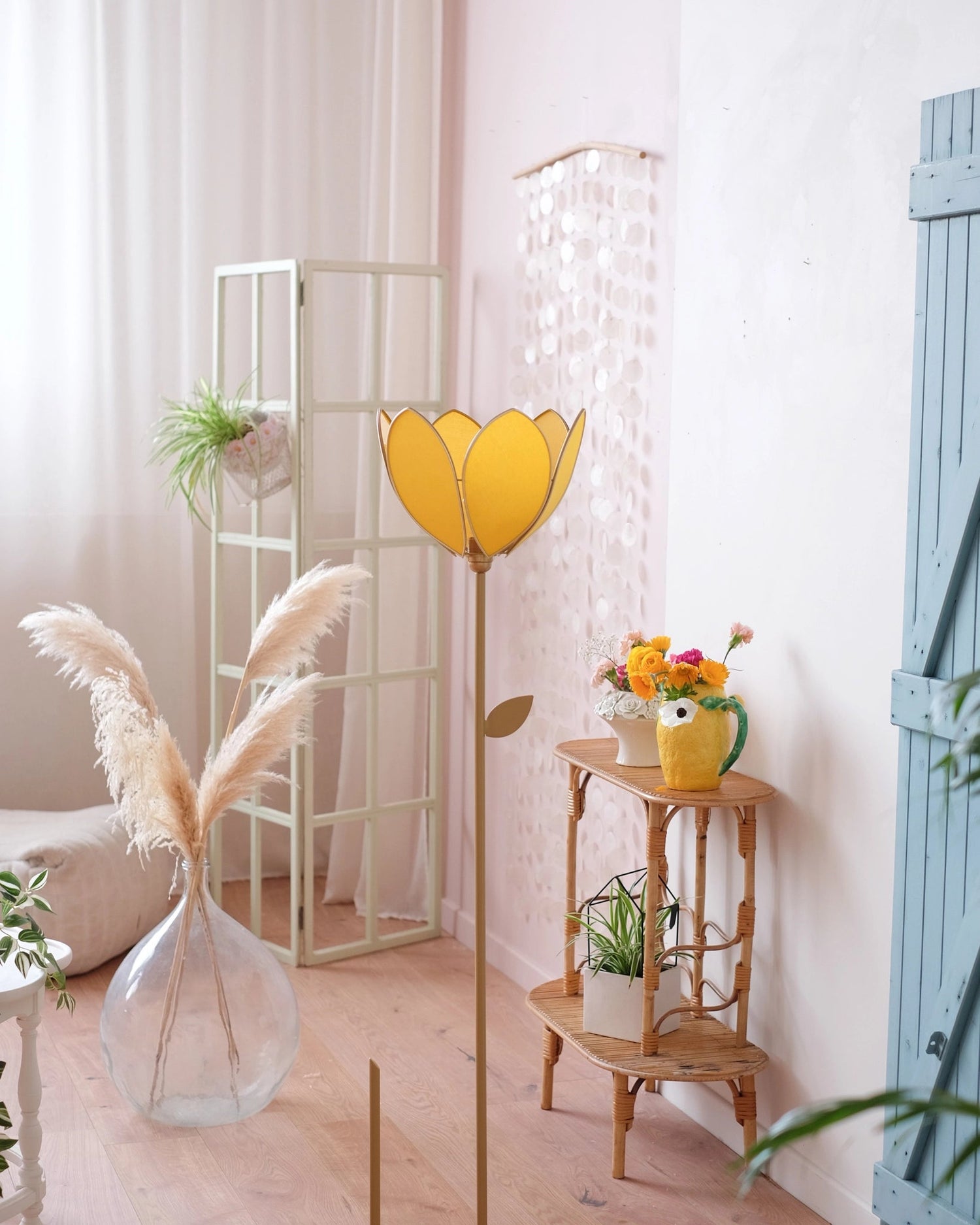 Pied de lampadaire et abat - jour fleur simple - Mimosa - Silly &amp; Billy