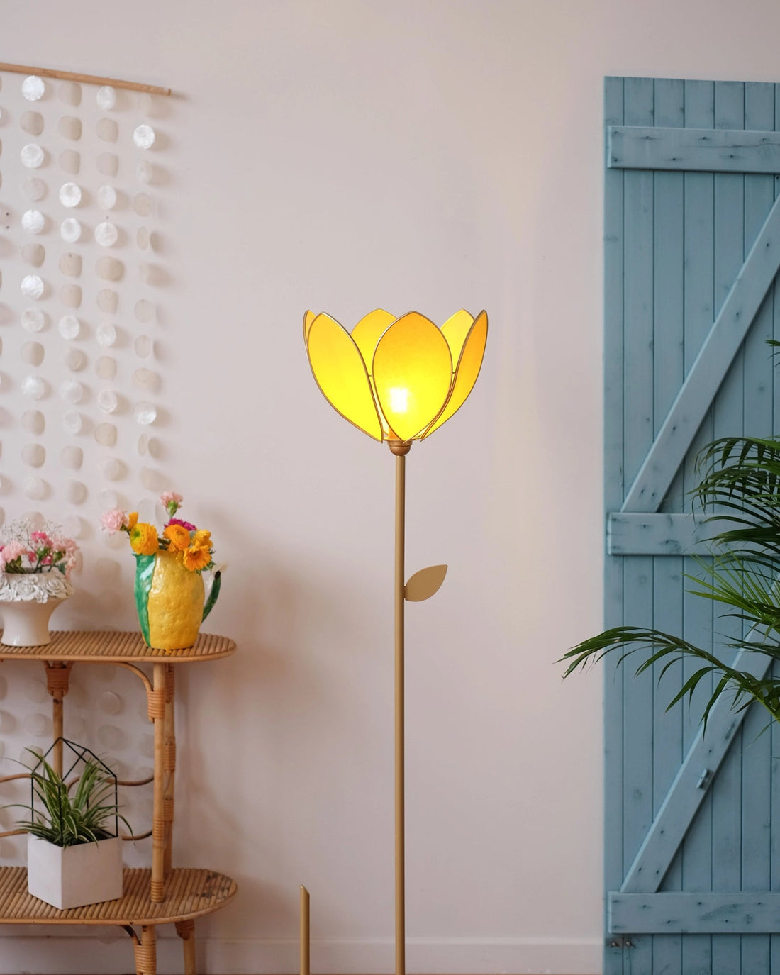 Pied de lampadaire et abat - jour fleur simple - Mimosa - Silly &amp; Billy