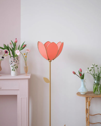 Pied de lampadaire et abat - jour fleur simple - Pamplemousse - Silly &amp; Billy