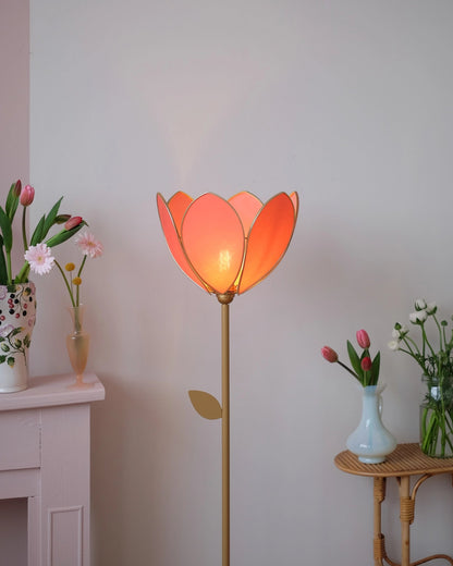 Pied de lampadaire et abat - jour fleur simple - Pamplemousse - Silly &amp; Billy