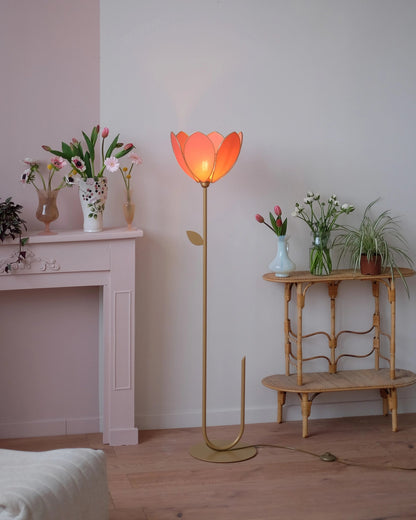 Pied de lampadaire et abat - jour fleur simple - Pamplemousse - Silly &amp; Billy