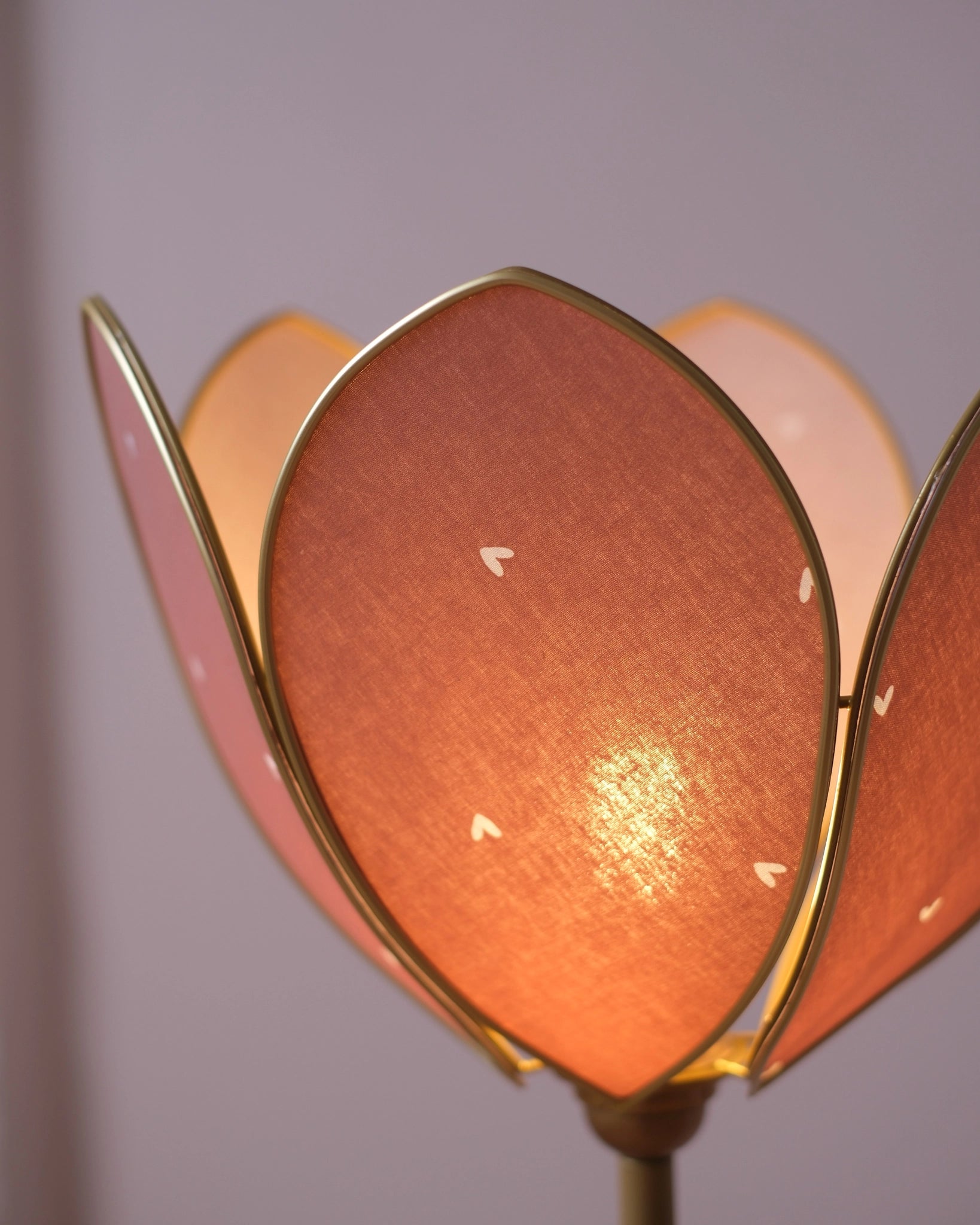 Pied de lampadaire et abat - jour fleur simple - Petits coeurs - Silly &amp; Billy