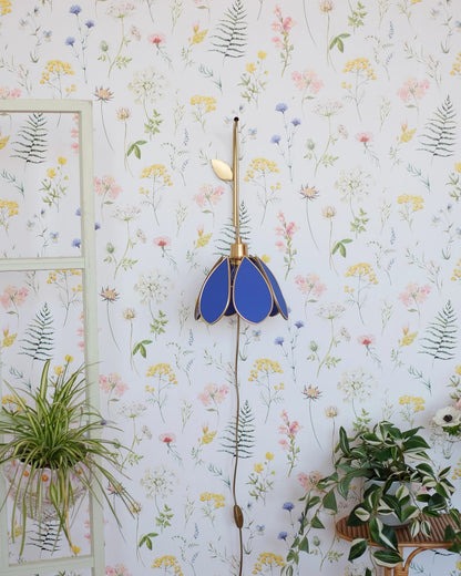 Support mural et baladeuse Fleur - Bleu royal et doré - Silly &amp; Billy