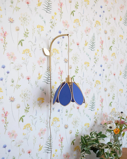 Support mural et baladeuse Fleur - Bleu royal et doré - Silly &amp; Billy