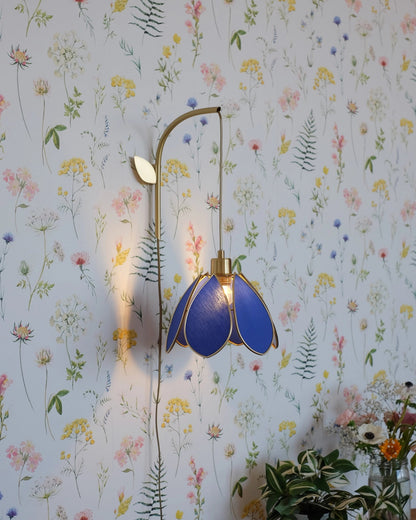 Support mural et baladeuse Fleur - Bleu royal et doré - Silly &amp; Billy