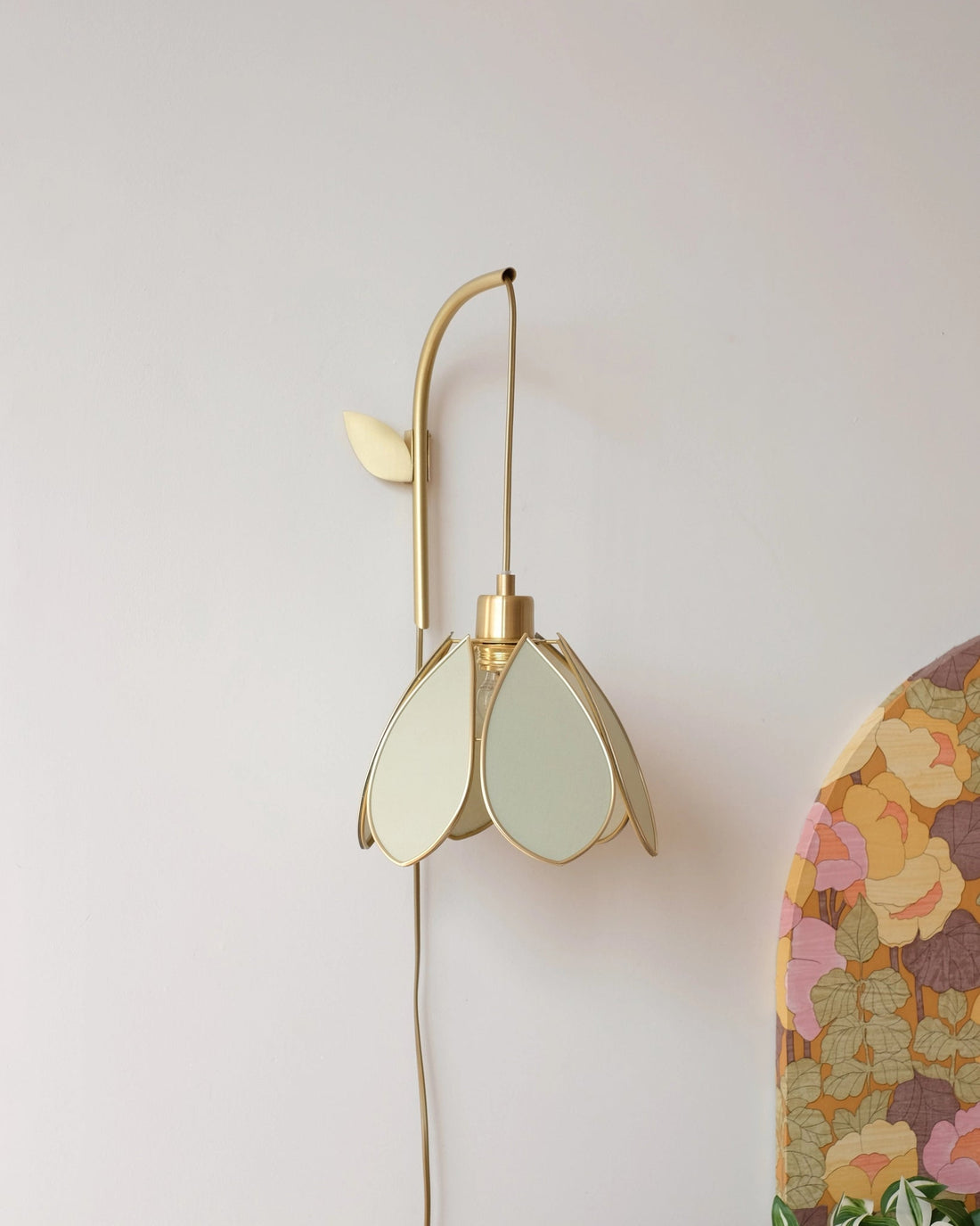 Support mural et baladeuse Fleur - Eucalyptus et doré - Silly &amp; Billy