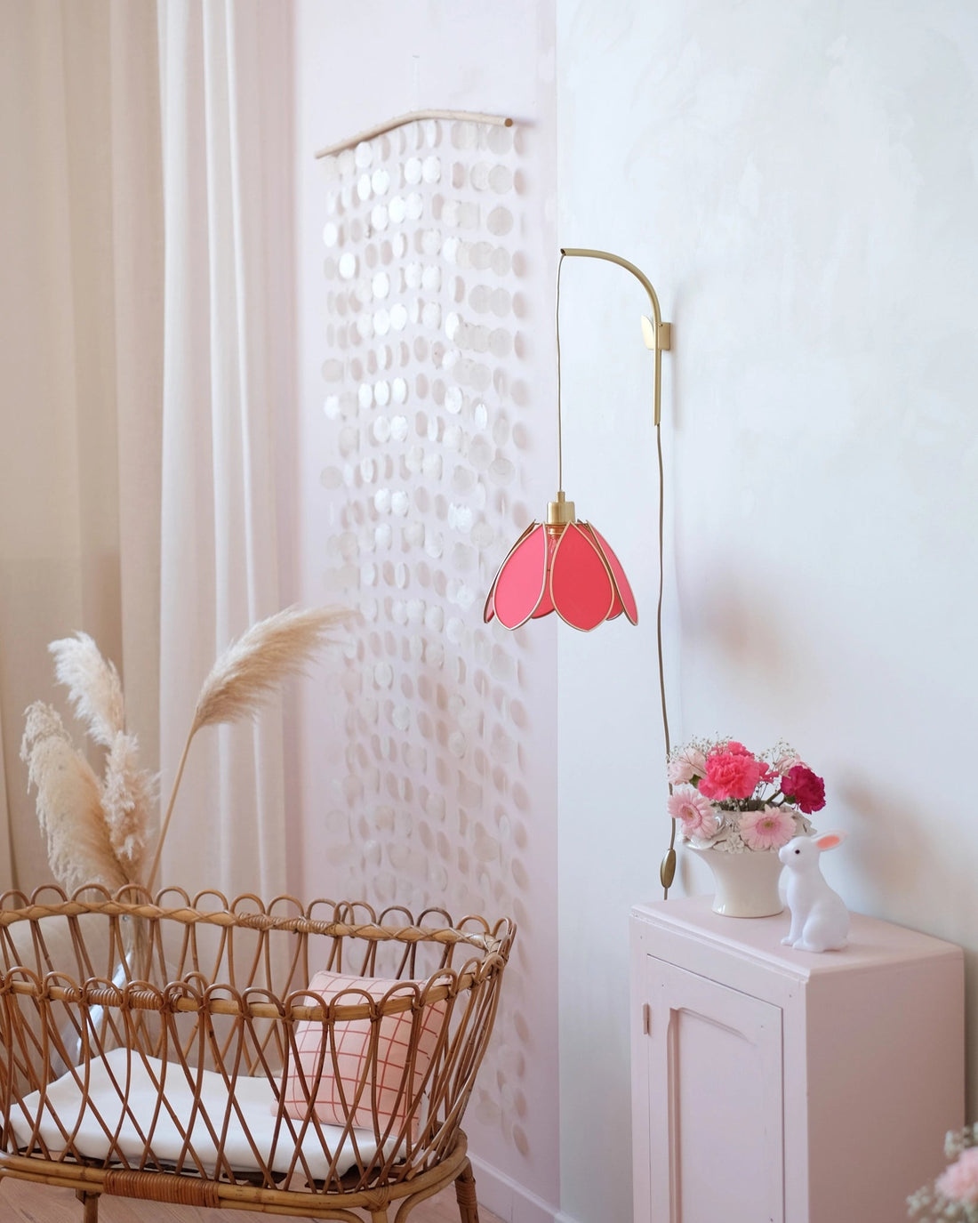 Support mural et baladeuse Fleur - Flamingo et doré - Silly &amp; Billy
