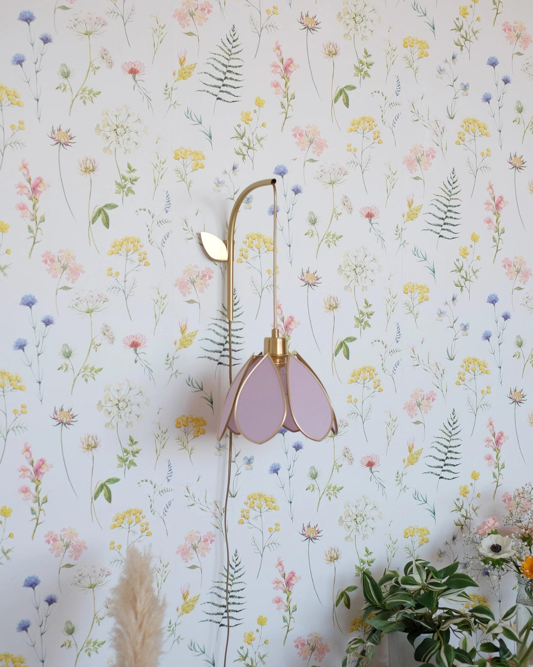 Support mural et baladeuse Fleur - Lilas et doré - Silly &amp; Billy