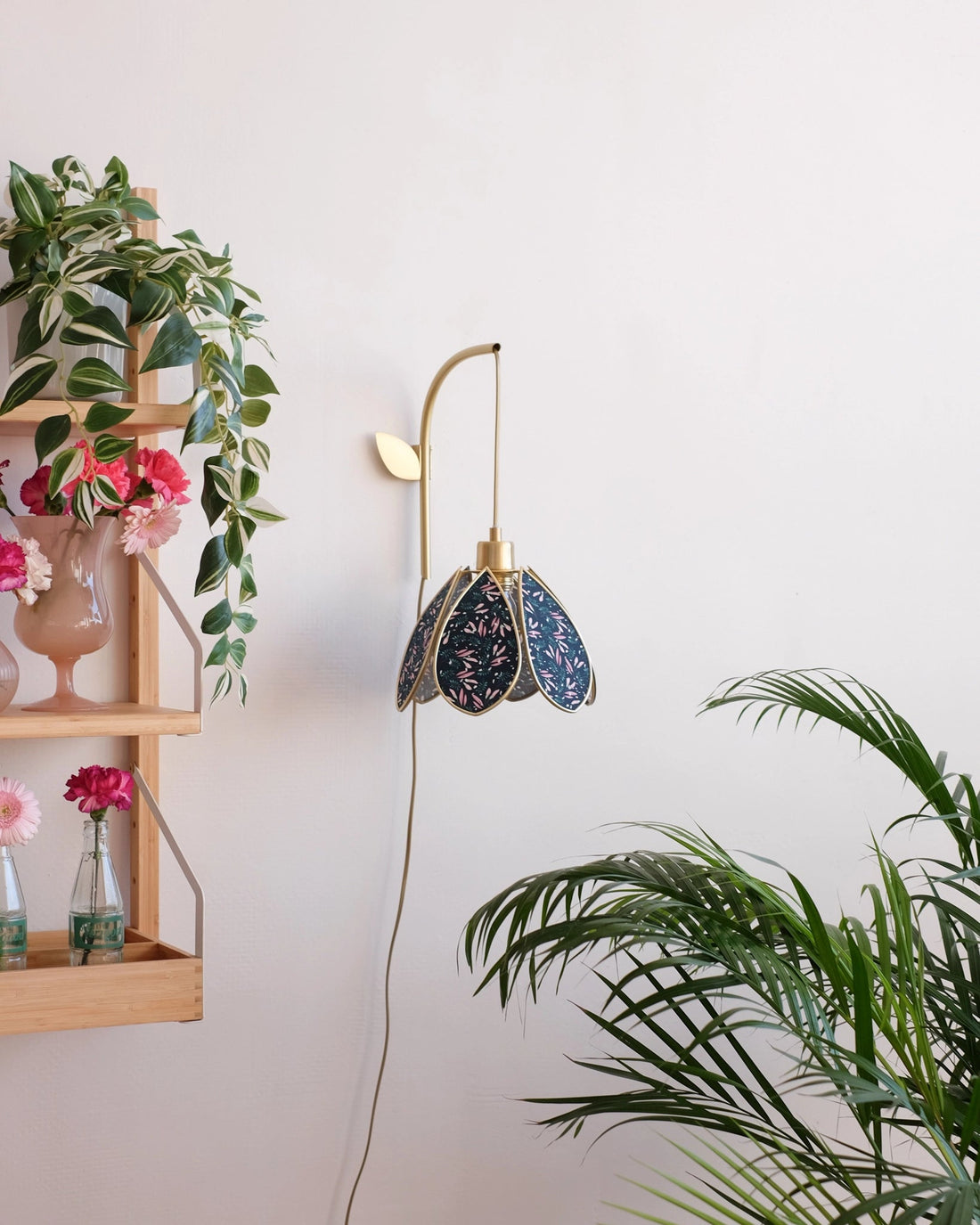 Support mural et baladeuse Fleur - Night Light et doré - Silly &amp; Billy