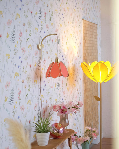 Support mural et baladeuse Fleur - Pamplemousse et doré - Silly &amp; Billy