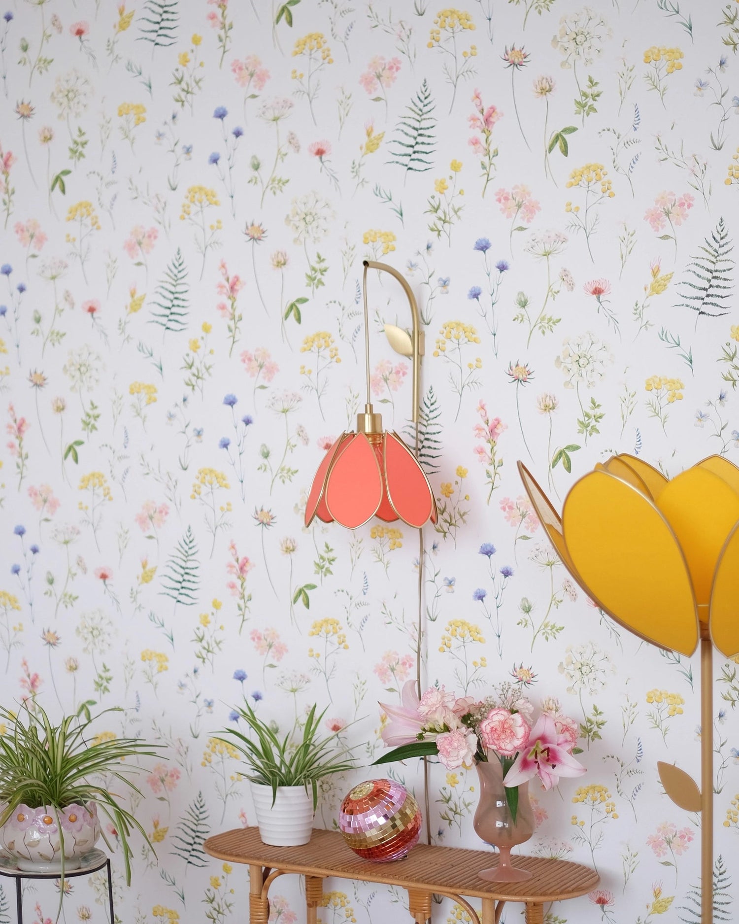 Support mural et baladeuse Fleur - Pamplemousse et doré - Silly &amp; Billy
