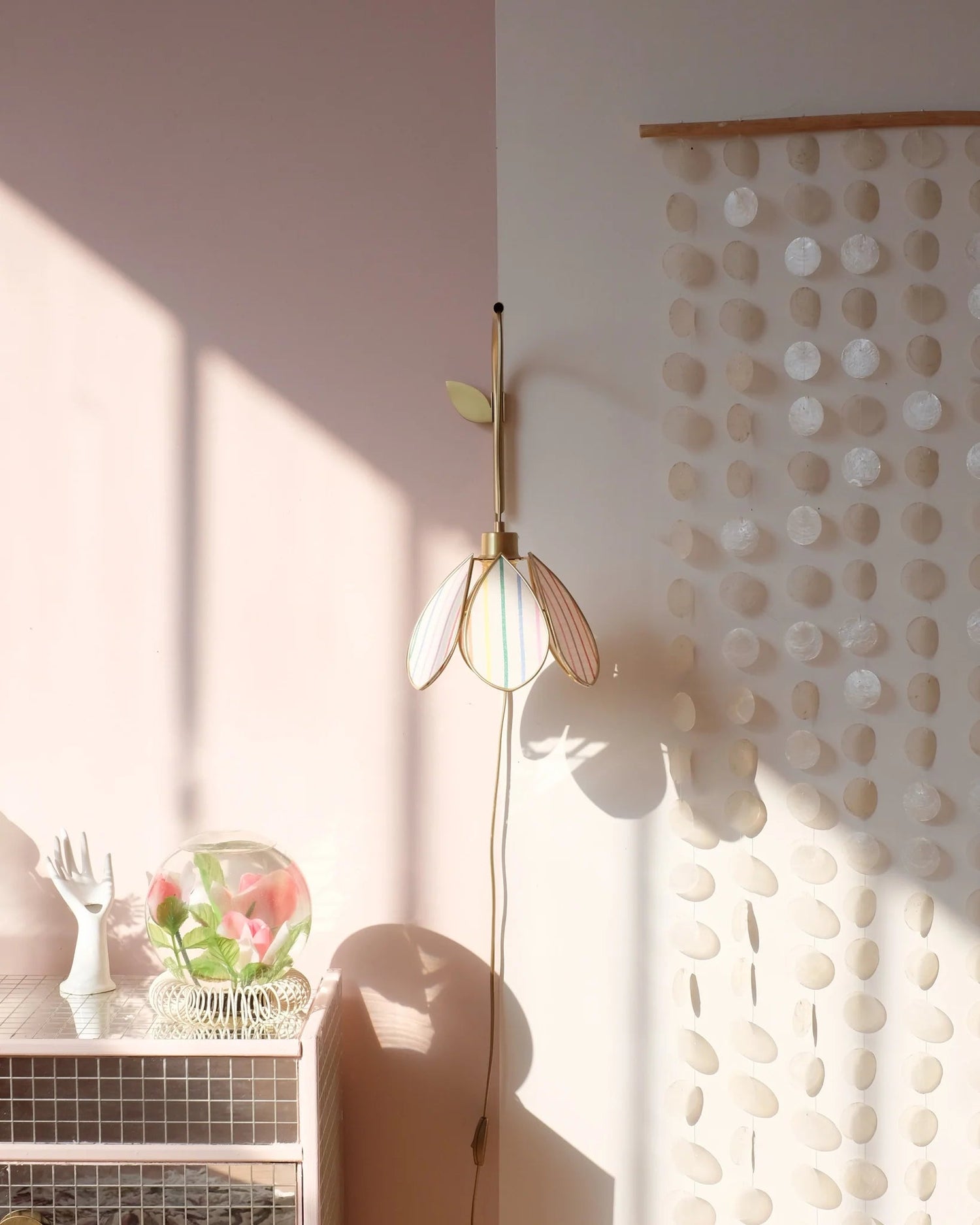 Support mural et baladeuse Fleur - Rayures multicolores - Silly &amp; Billy