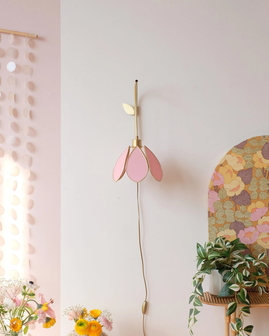 Support mural et baladeuse Fleur - Sugar et doré - Silly &amp; Billy