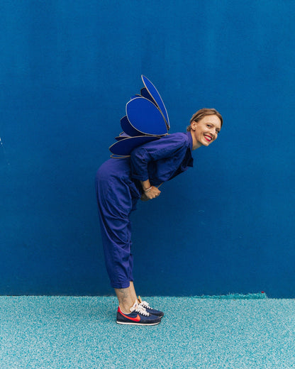 Suspension Fleur double - Bleu Royal et doré - Silly &amp; Billy